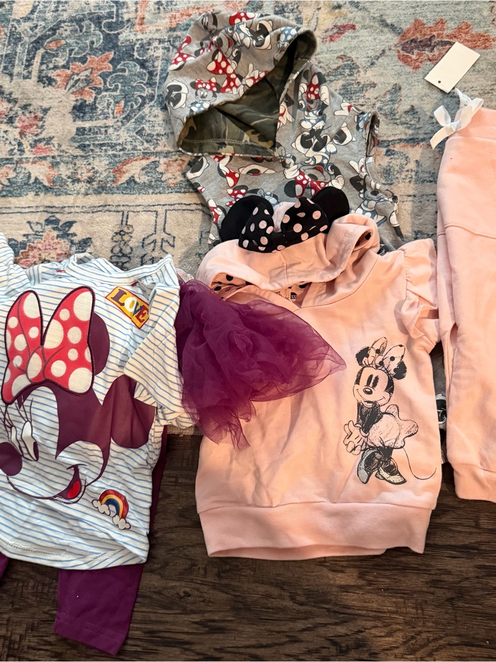 Disney Minnie Mouse lot of 6 pcs Pink Hooded Sweats tutu skirt and hooded dress